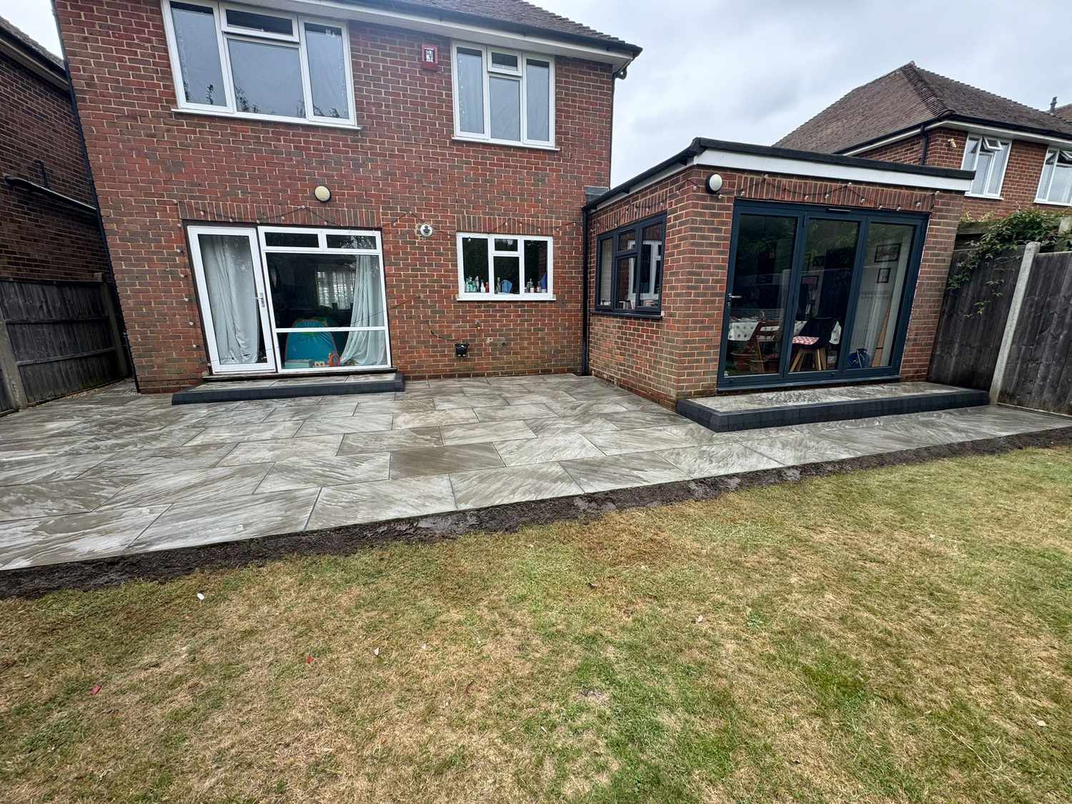 Porcelain patio and lawn